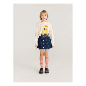 Bobo Choses - Organic Cotton Denim Flower Pattern Skirt | Navy