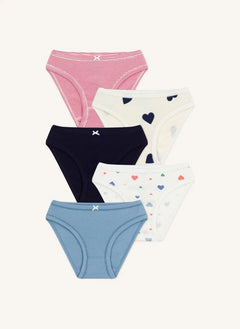 Petit Bateau - 5-Pack Organic Cotton Heart Panty Set | White