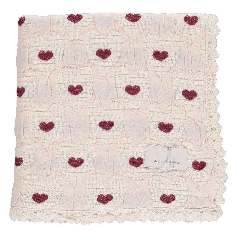 Bebe Organic - Organic Cotton Heart Blanket | Light Pink