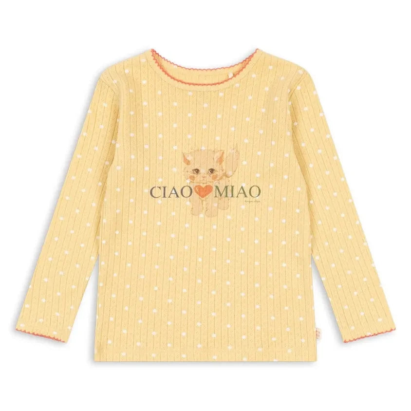 Konges Sløjd - Minnie Polka Dot Pointelle T-Shirt, Organic Cotton | Yellow
