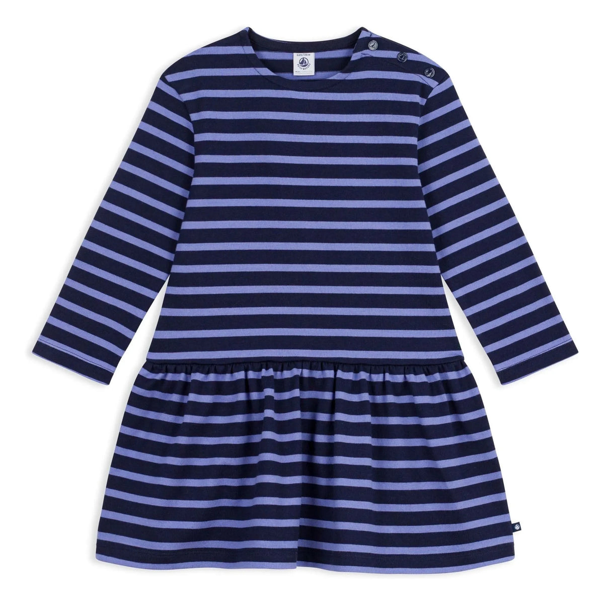 Petit Bateau - Striped Organic Cotton Long Sleeve Dress | Blue