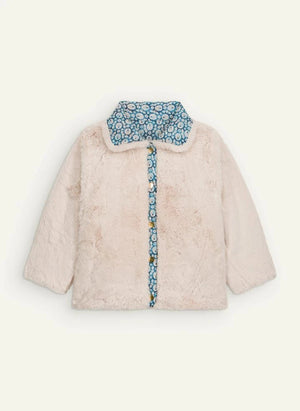 Louise Misha - Dalilou Organic Cotton Fur Reversible Coat | Blue