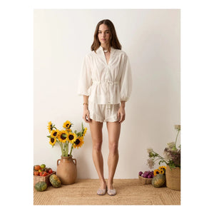 Boteh - Serenia Cotton Ruched Blouse | White