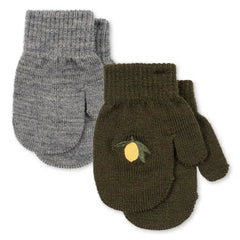 Konges Sløjd - 2 Pairs Filla Lemon Wool Gloves | Khaki