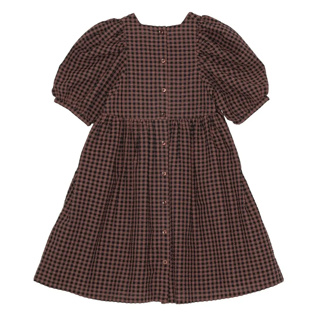 brunobruno nation - Alva Check Dress Made from Recycled Fibers | Brown