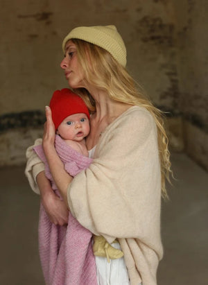 Hvid - Fonzie Merino Wool Baby Hat | Red