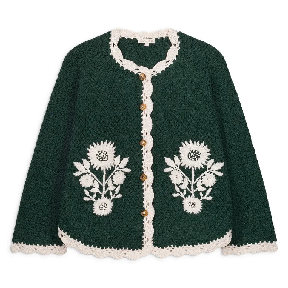 Louise Misha - Khaliou Wool Cape | Forest Green