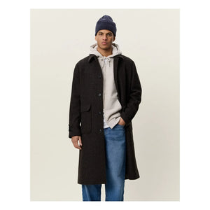 Les Deux - Herringbone Wool Coat | Dark Brown