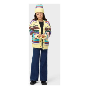 Molo - Striped Black Beret | Pale Yellow
