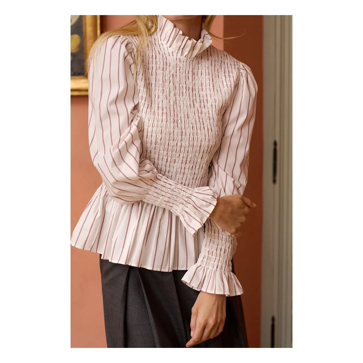 Maria de la Orden - Striped Aleria Cotton Blouse | Cream