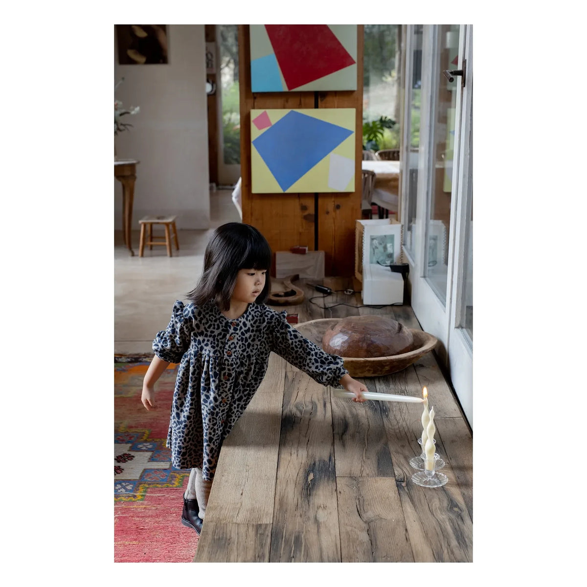 1+ in the family - Matera Leopard Fleece Dress | Dark Blue
