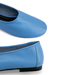 BY FAR - Prudence Leather Ballerina Shoes | Blue