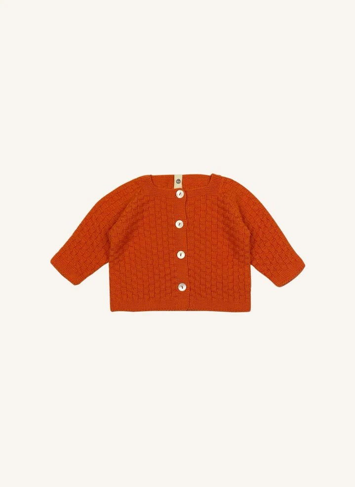 Bayiri - Organic Cotton Sloth Cardigan | Red