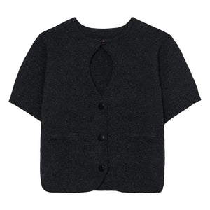 Cordera - Recycled Cotton Cropped Cardigan | Coal Grey