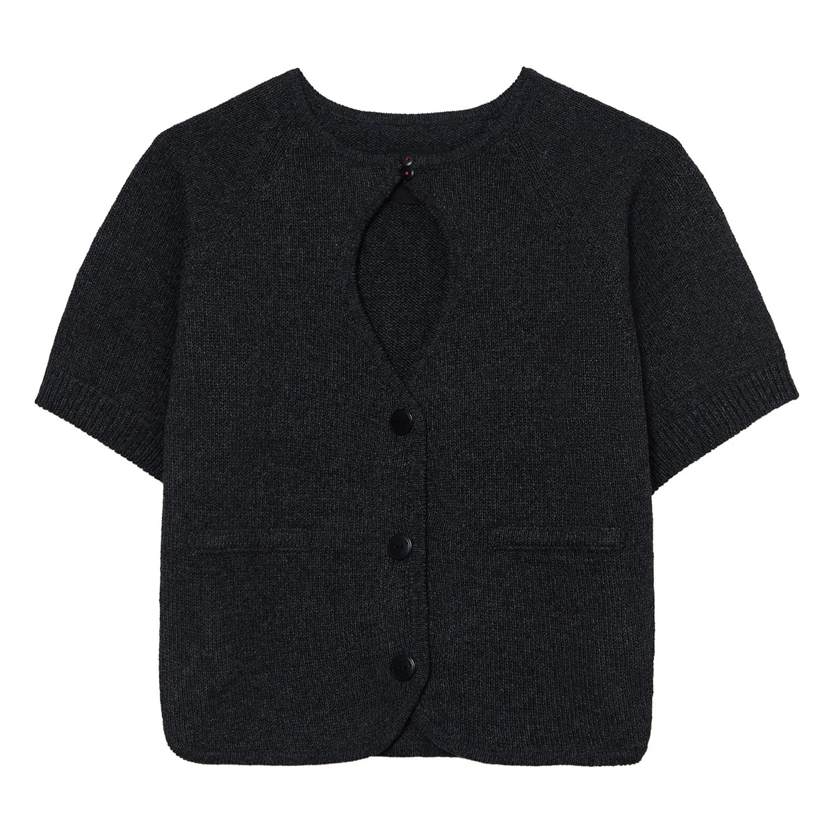 Cordera - Recycled Cotton Cropped Cardigan | Coal Grey