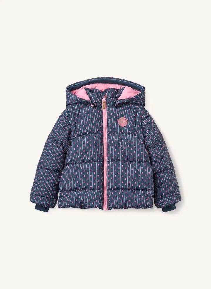 Copenhagen Colors - 2-in-1 Down Jacket with Removable Sleeves, Floral Pattern | Navy