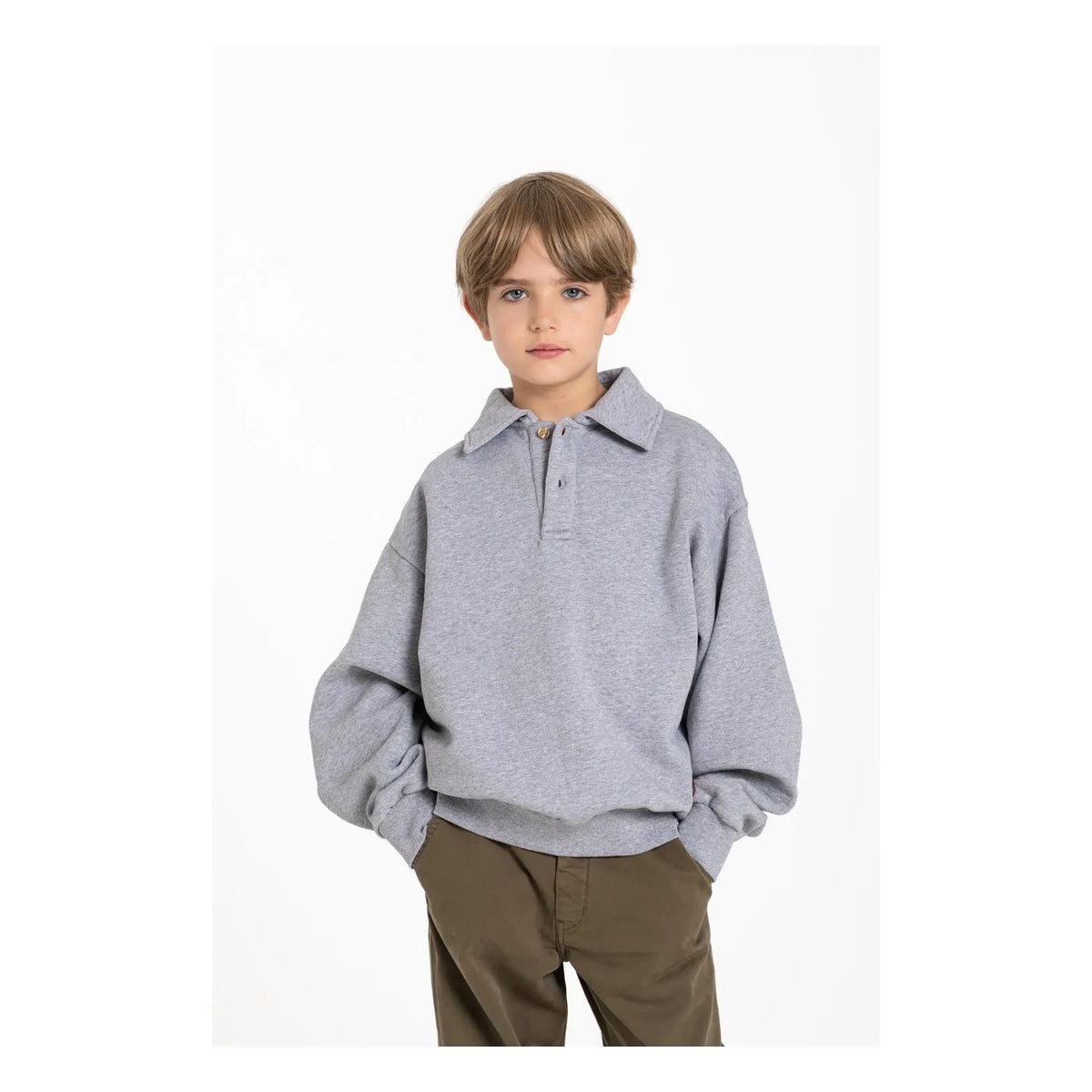 Hundred Pieces - Phoenix Pretzel Organic Cotton Polo Shirt | Heather grey