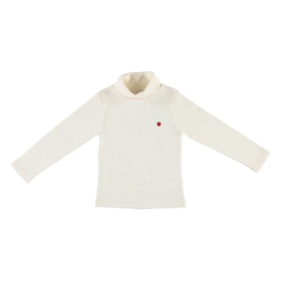 Bebe Organic - %100 Organic Cotton Apple Pattern Cable Knit Sweater | Ecru