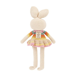 Bonnie Ballerina Bunny Crochet Toy- Pink rainbow