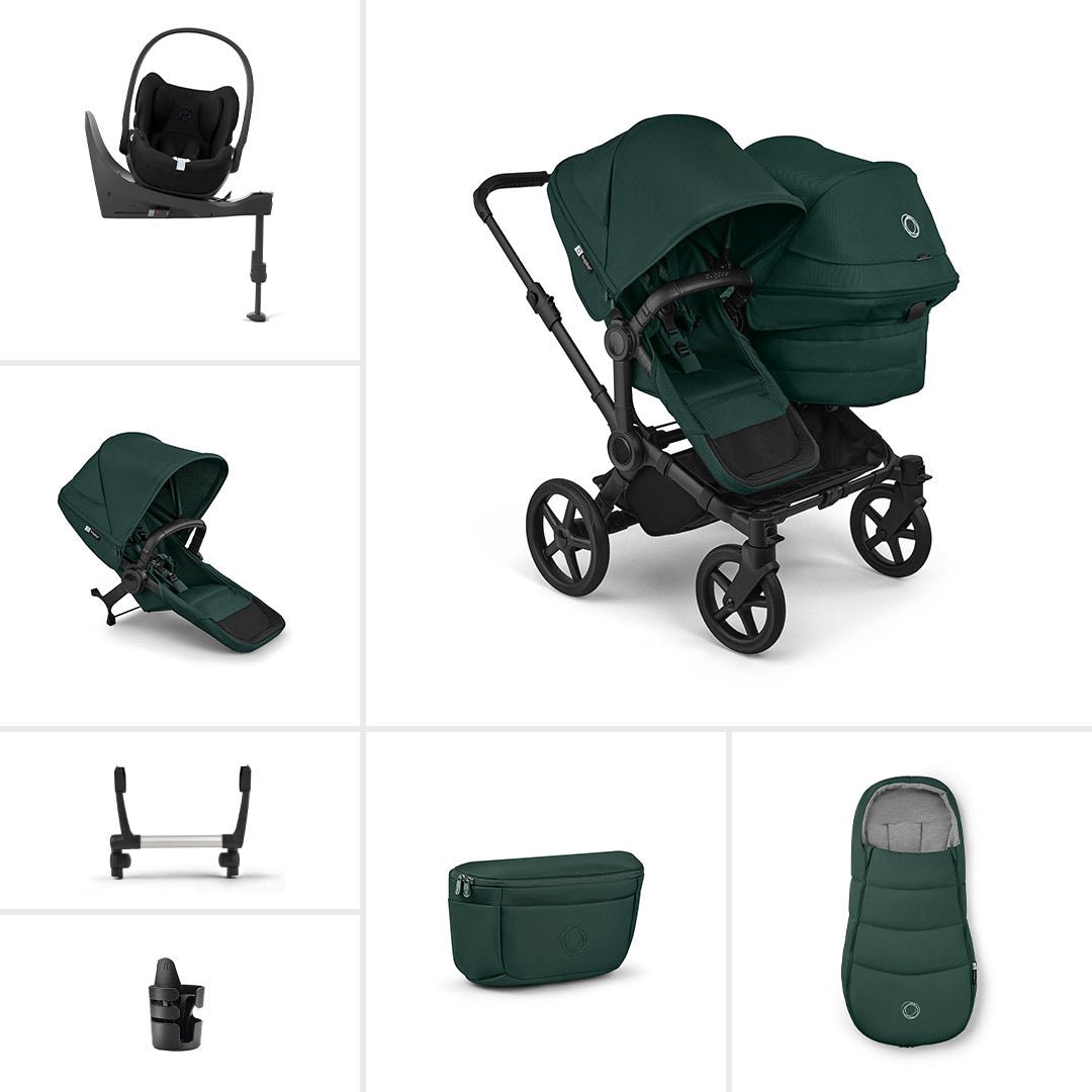 Bugaboo Donkey 6 Double Ultimate Cloud T Newborn Bundle-Travel Systems-Fern Green- | Natural Baby Shower