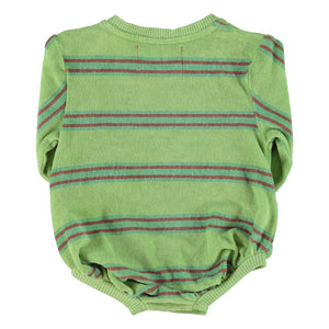 Piupiuchick - Striped Organic Cotton Terry Romper | Green