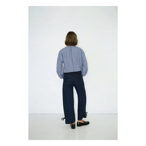 The Tiny Big Sister - Striped, Balloon Sleeve Blouse | Navy