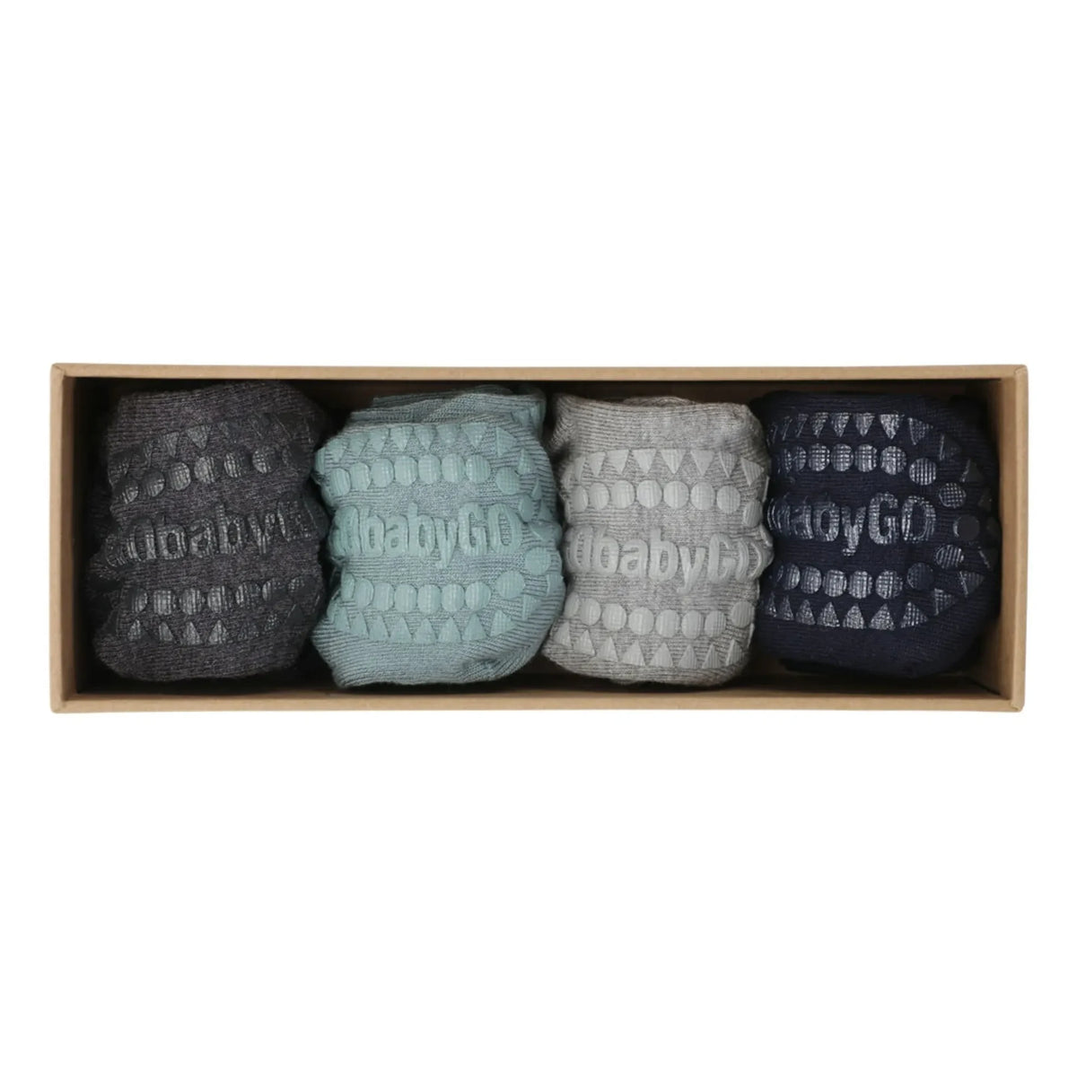 GOBABYGO - Combo Box 4 Non-slip Bamboo Socks | Blue