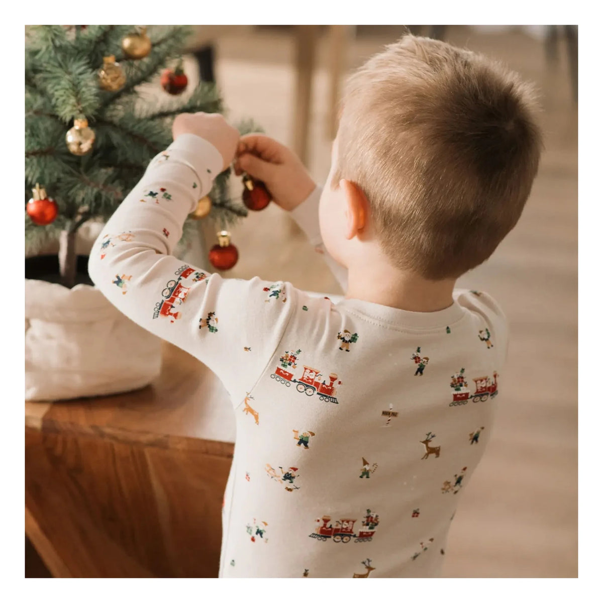 Petit Lem - Christmas Pajamas Organic Cotton | Beige