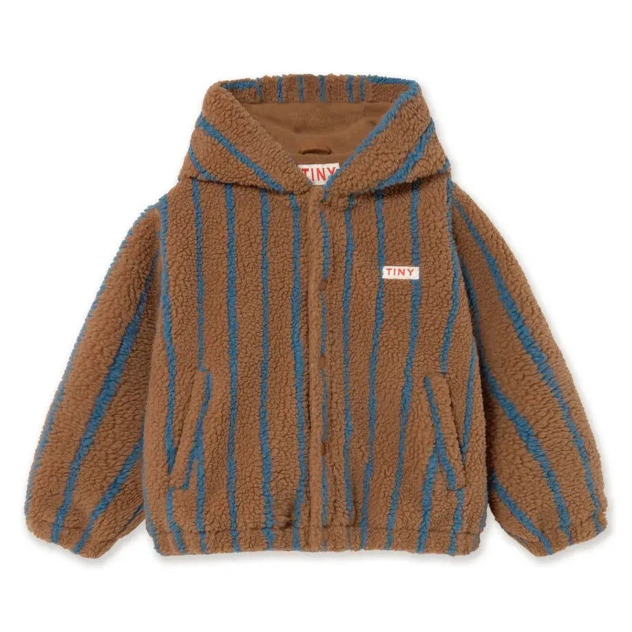 Tinycottons - Striped Sherpa Style Jacket | Brown