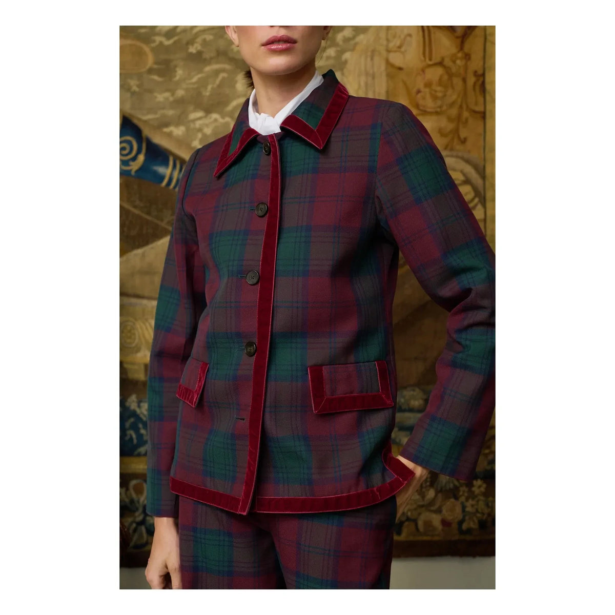 Maria de la Orden - Jude Check Jacket | Burgundy