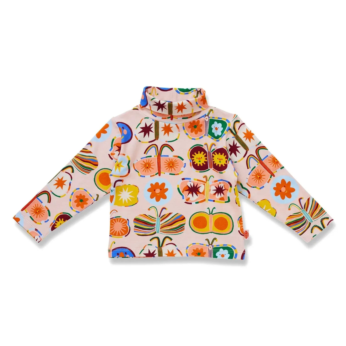 Halcyon Nights - Organic cotton butterfly-print turtleneck | Pale Pink