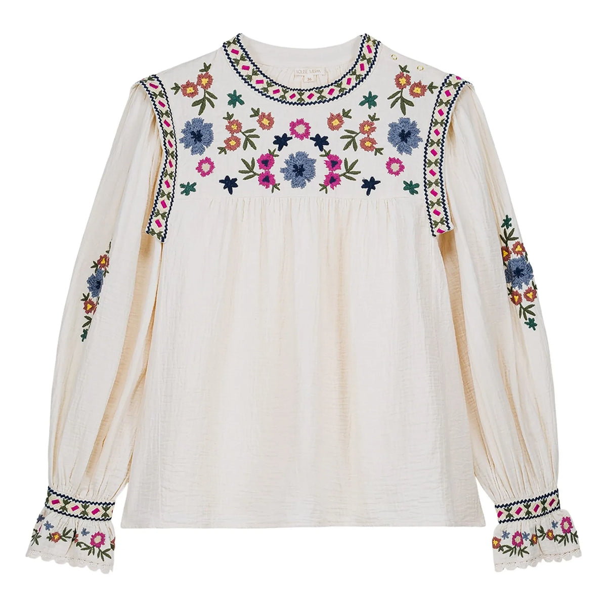 Louise Misha - Izza Double Layer Organic Cotton Blouse - Women's Collection | Cream