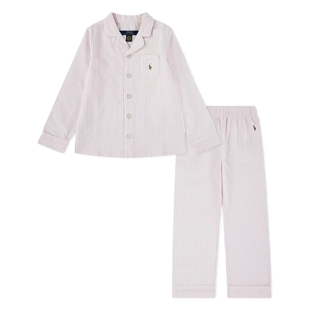 Ralph Lauren - Striped Logo Shirt and Pants Pajamas | Pink