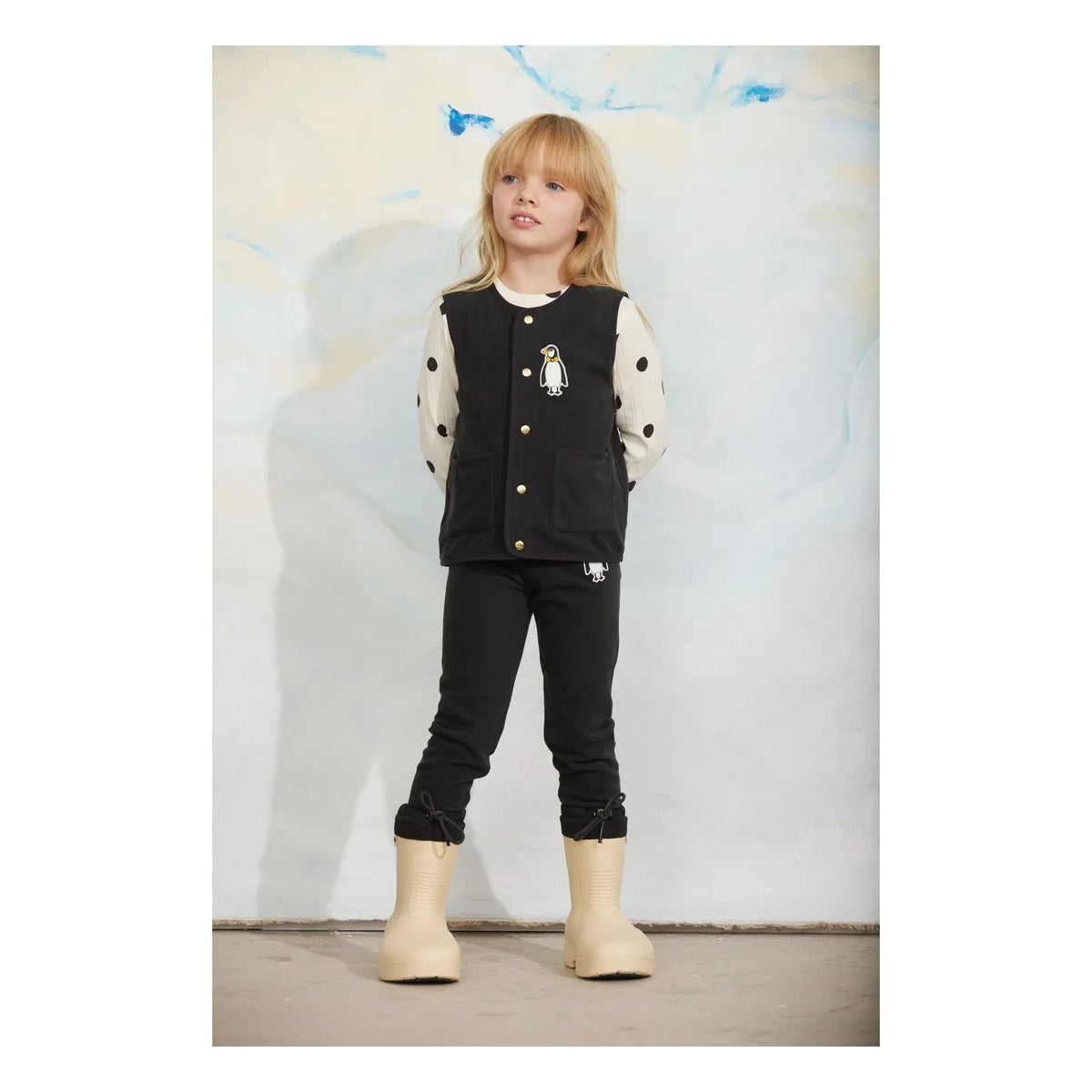 Mini Rodini - Penguin Sleeveless Vest Recycled Fibers | Black