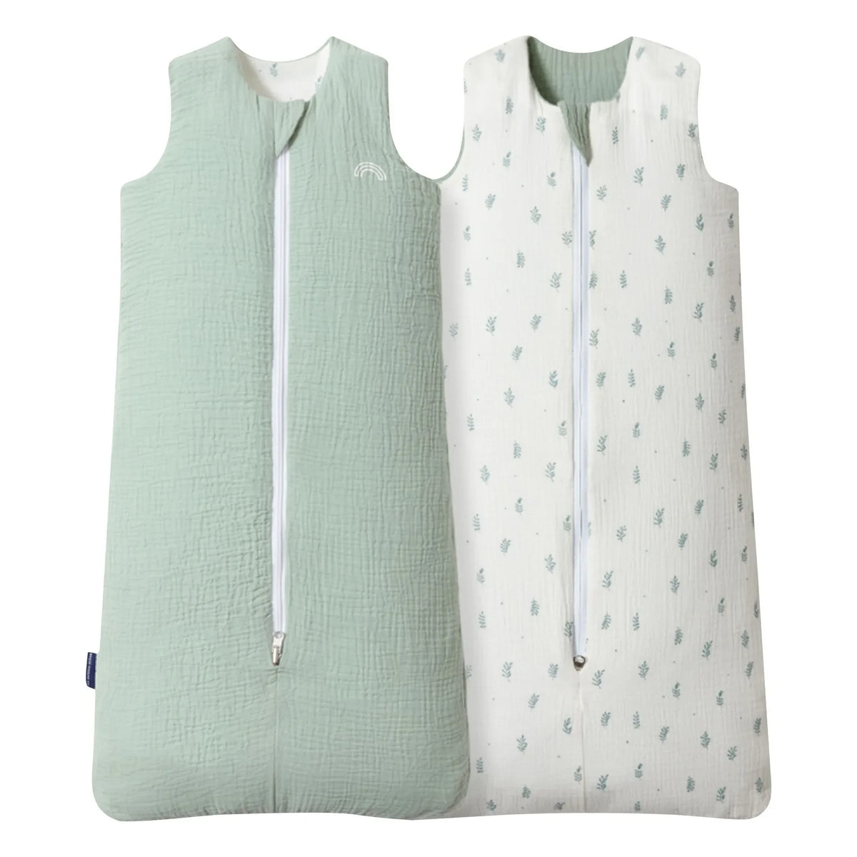 Les Petites Billes - Reversible Multi-season Sleep Suit Made of Double-layer Cotton Gauze | Sage