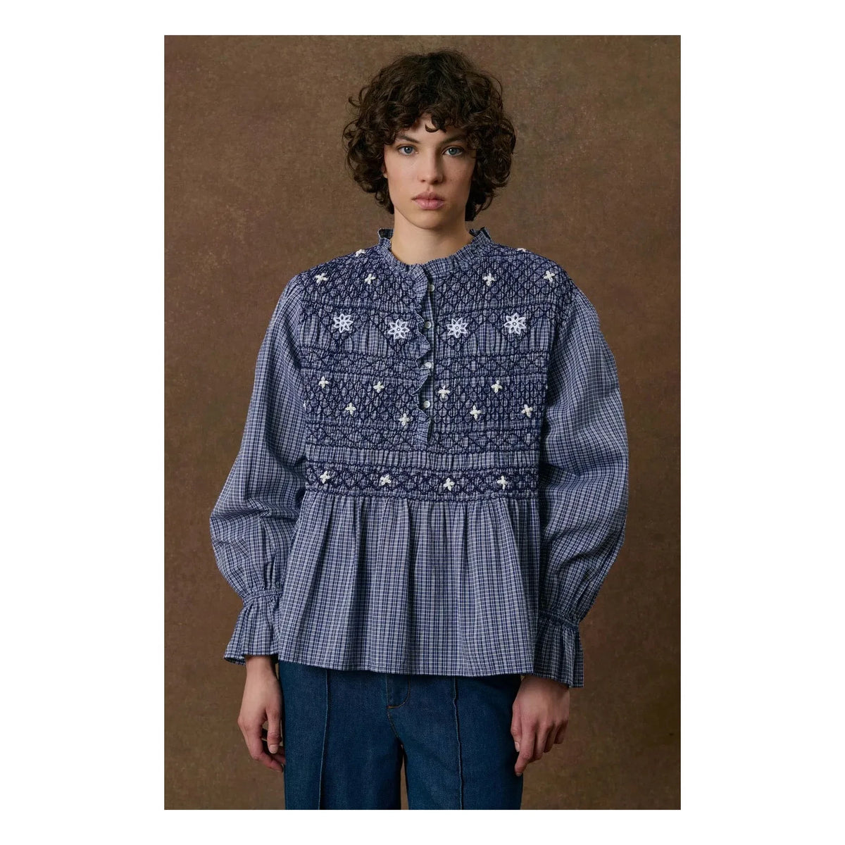 Louise Misha - Ileana Organic Cotton Blouse | Indigo