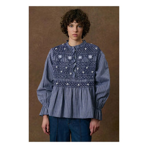 Louise Misha - Ileana Organic Cotton Blouse | Indigo