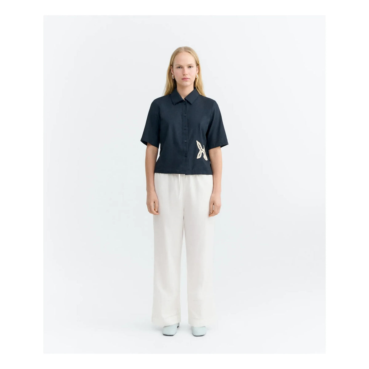 Thinking Mu - Donkey Fish organic cotton shirt | Navy Blue