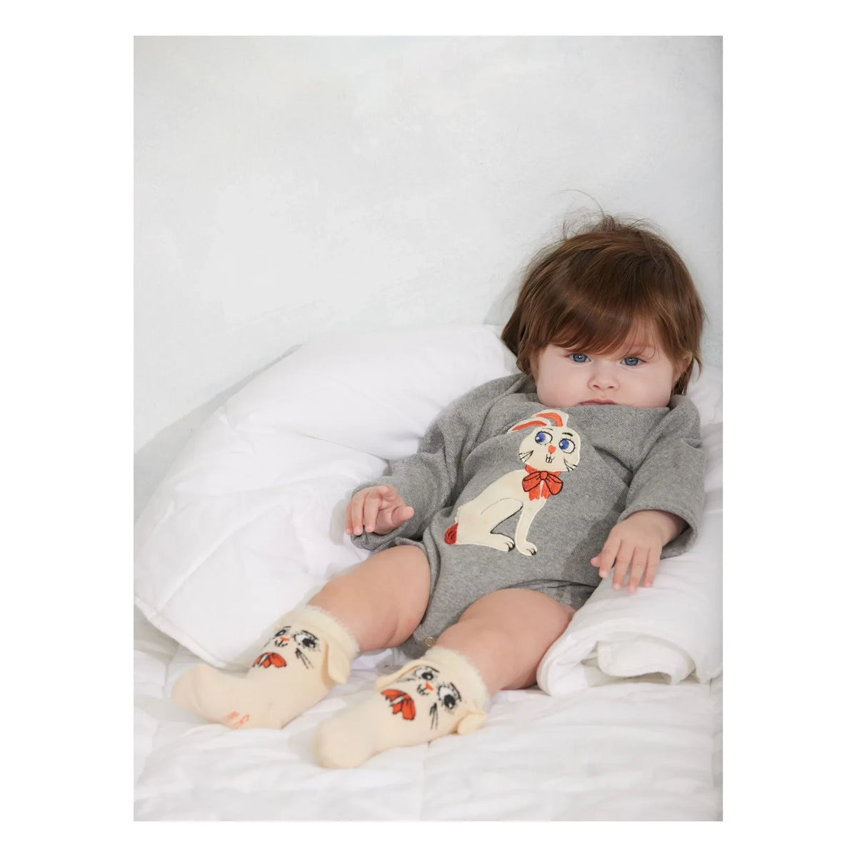 Mini Rodini - Organic cotton rabbit socks | Cream