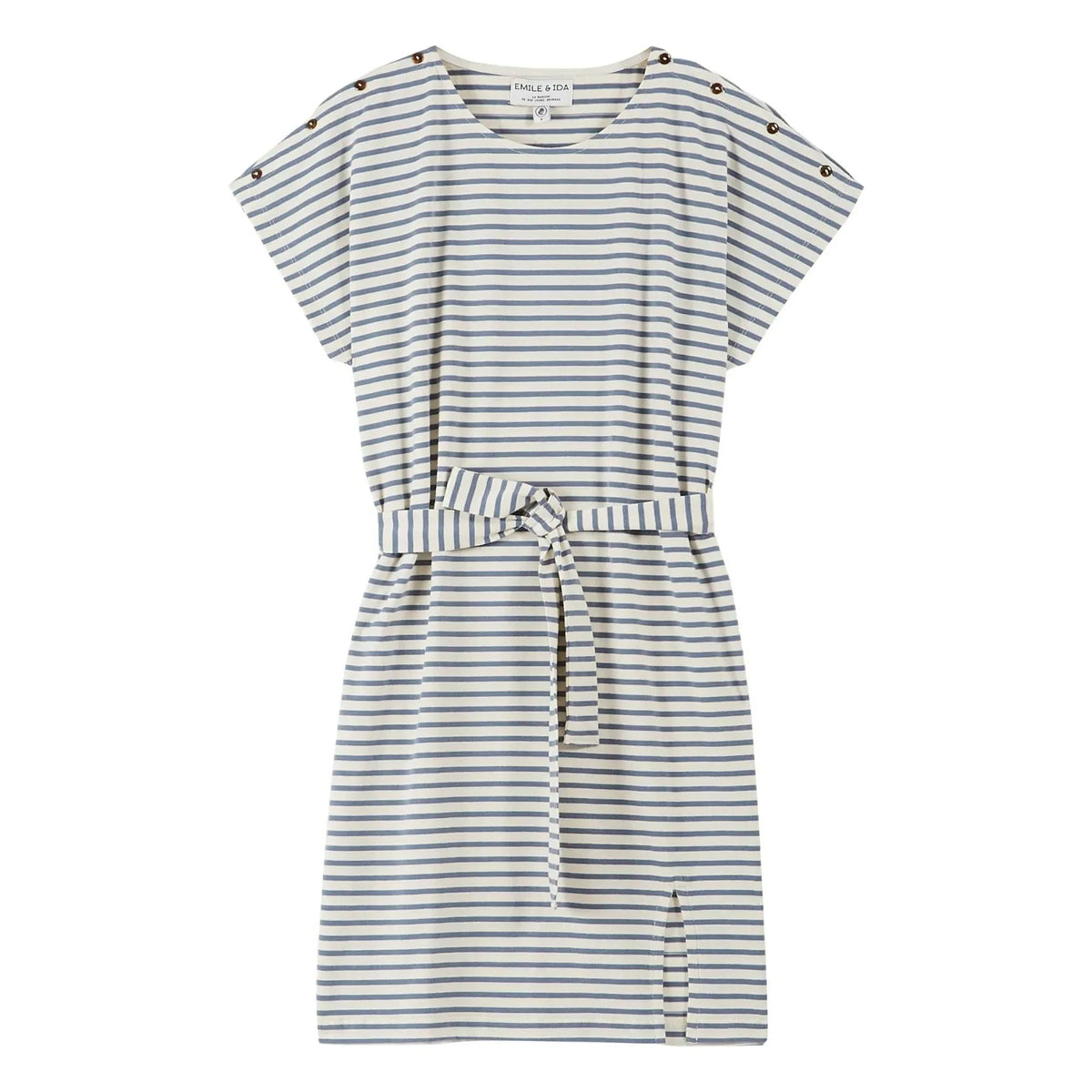 Emile et Ida - Striped Bénédicte Dress Made of Organic Cotton | Blue