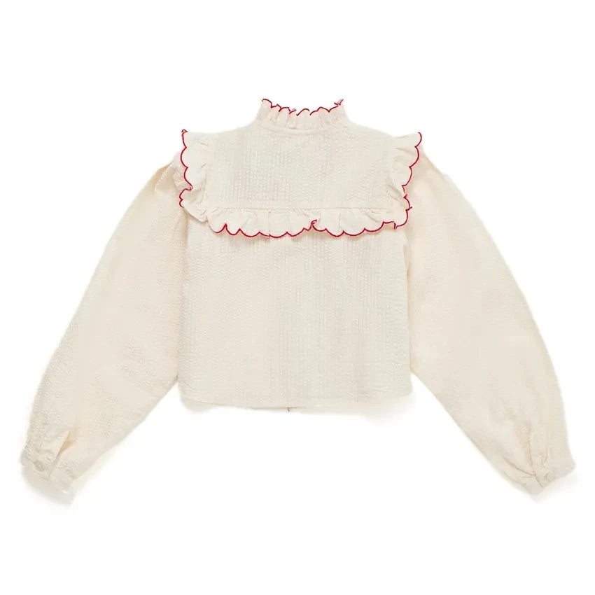 Maison Mangostan - Velvet Vegetable Blouse | Cream