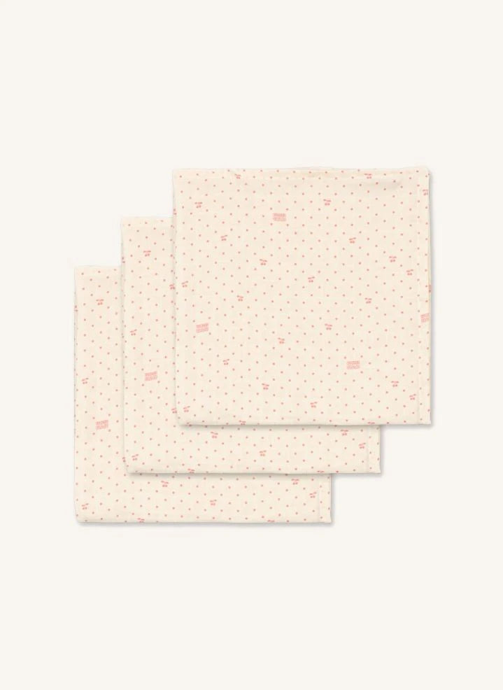 Konges Sløjd - Cherry Dot Organic Cotton Baby Muslin Cloths - 3-piece Set | Pink