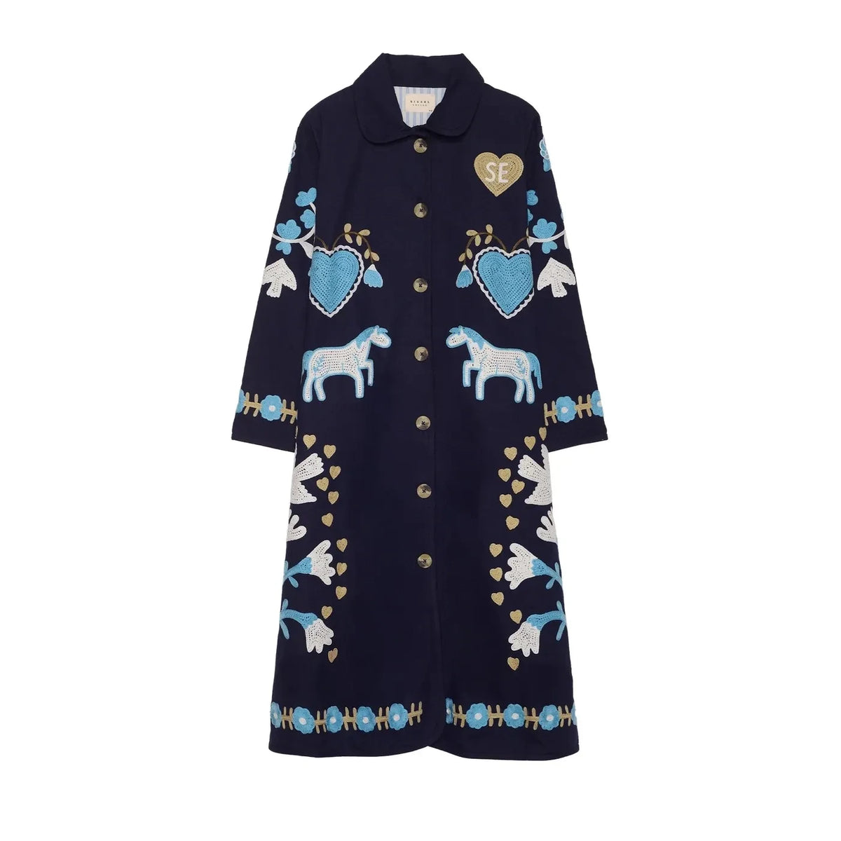 SISSEL EDELBO - Organic Cotton Horse-Embroidered Jacket | Navy