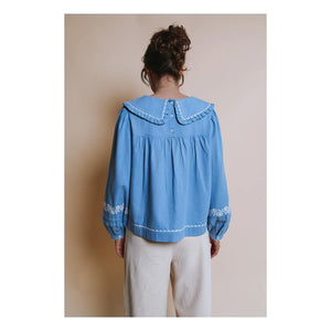 Emile et Ida - Elena Embroidered Blouse | Blue