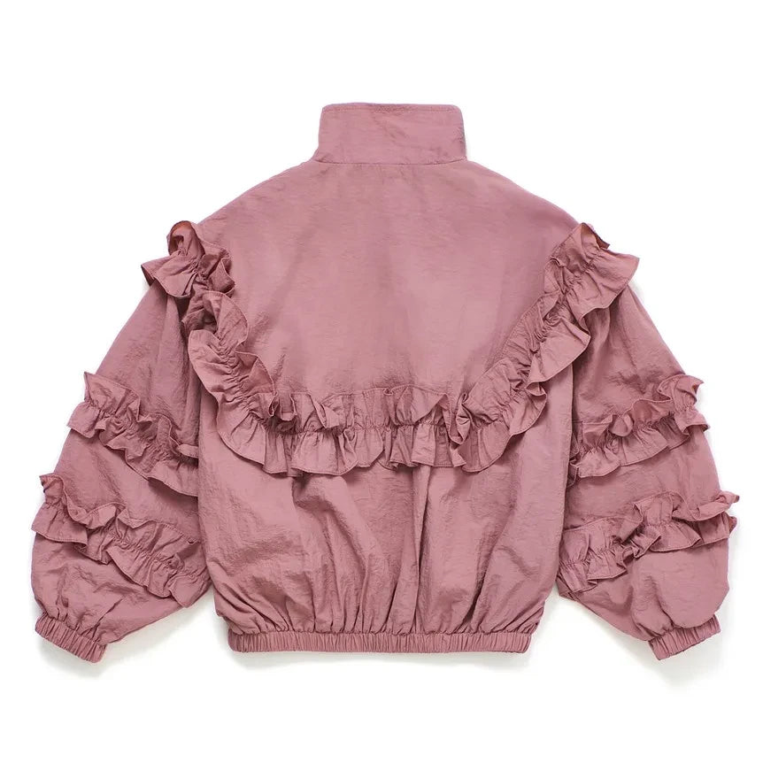 Maison Mangostan - Nylon Ruffled Jacket | Pink