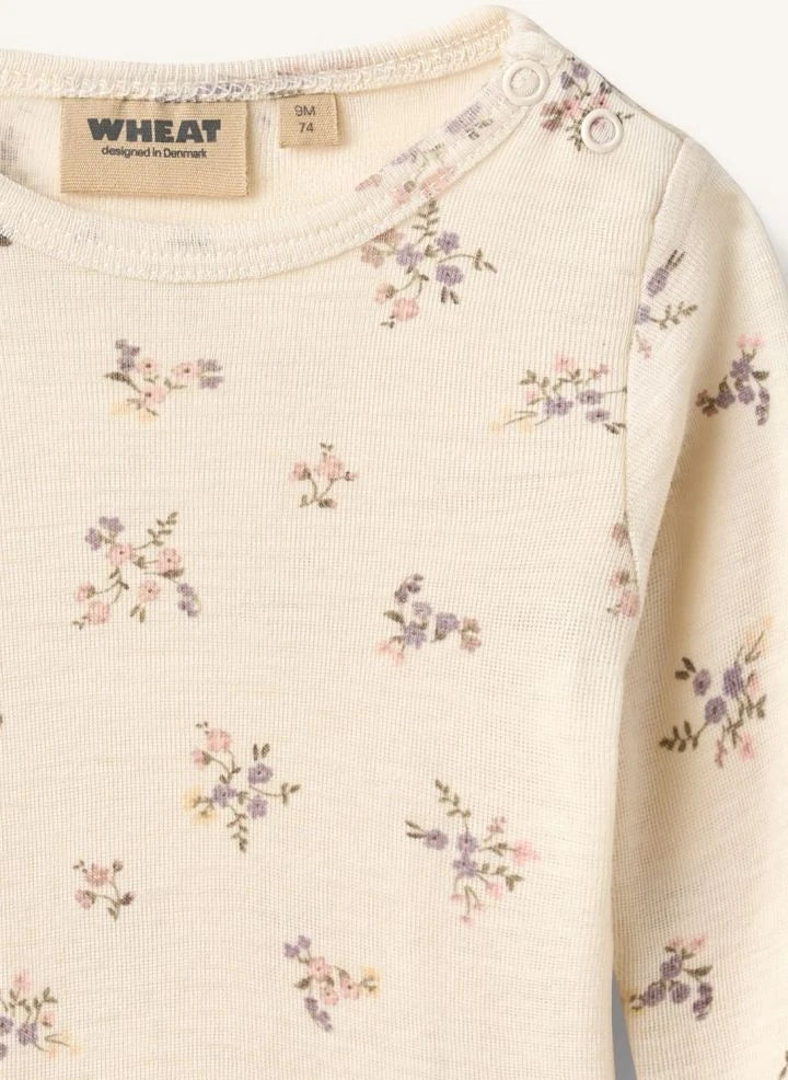 Wheat - Lucca Flower Bodysuit Merino Wool | Ivory