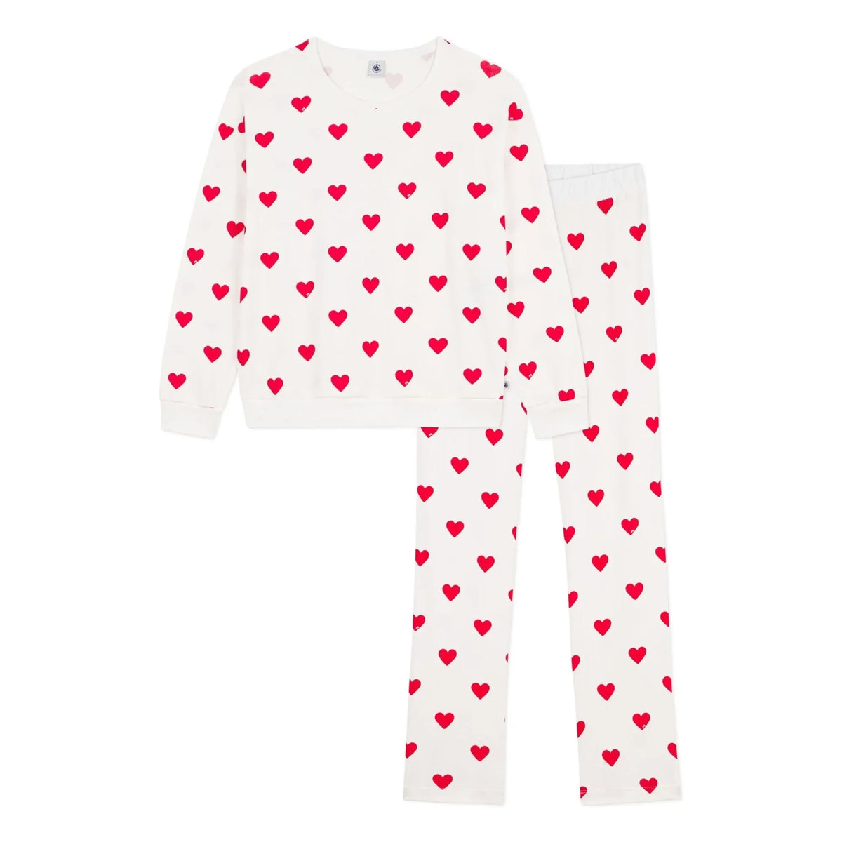 Petit Bateau - Organic Cotton Heart Pajamas | White