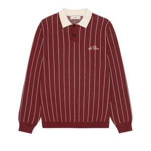 Les Deux - Signature Striped Polo Shirt | Burgundy