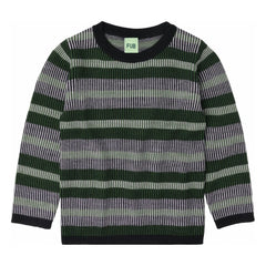 FUB - Striped Sweater Fine-knit Merino Wool | Navy