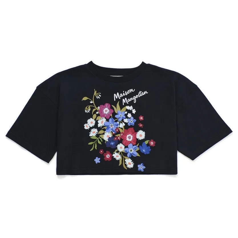 Maison Mangostan - Flowery Crop T-shirt | Black